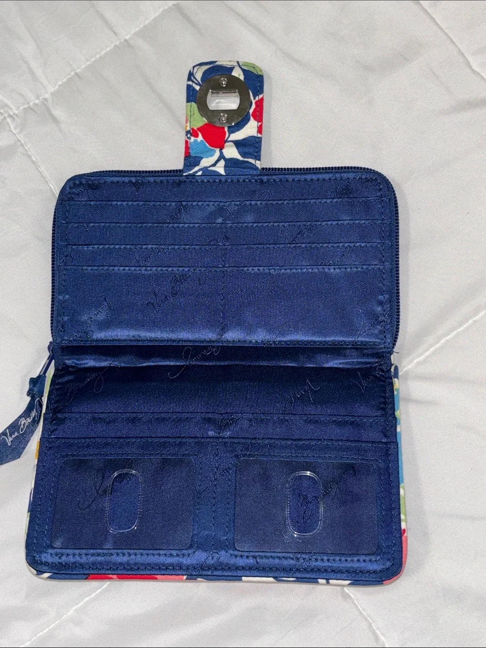 Vera Bradley Navy, Red, Pink & Green Floral Zip Wallet - Picture 2 of 4